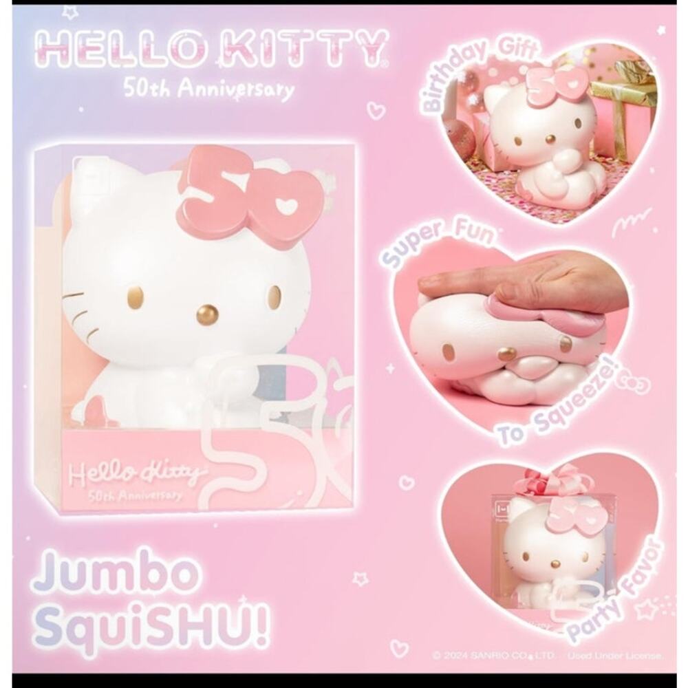 Hello Kitty 50th Anniversary scented JUMBO SQUISHY NEW Damaged Box PINK